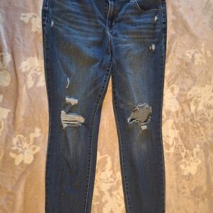 Old Navy Dark Blue Distressed Skinny Jeans